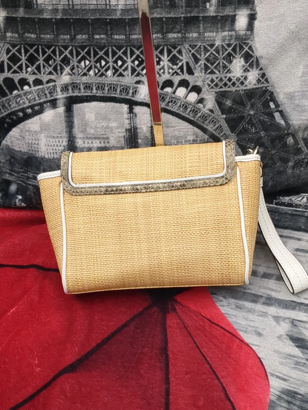 Coach Taylor City Natural Straw Python Leather Clutch Wristlet